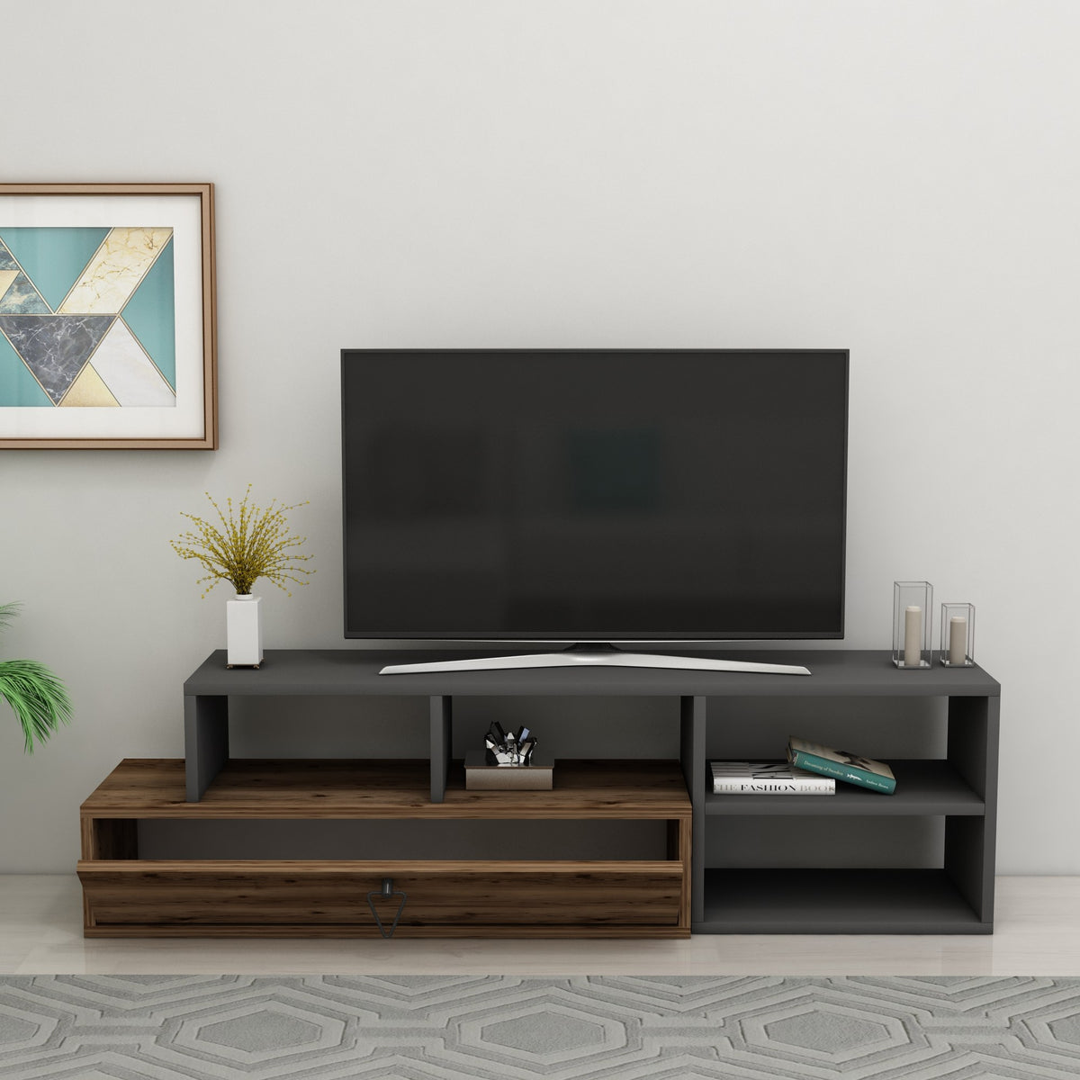 Έπιπλο Τηλεόρασης TV Βάση Σύνθεση Light Καρυδί Ανθρακί | 550ARN2189