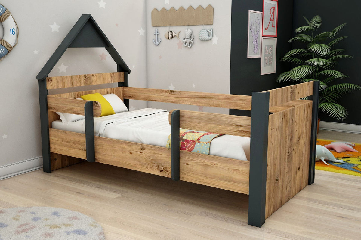 Μονό Κρεβάτι 100x200 cm σε Χρώμα Atlantic Pine & Ανθρακί με Σύγχρονο Σχεδιασμό | 550ARN2526
