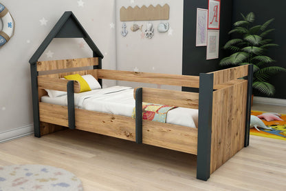 Μονό Κρεβάτι 100x200 cm σε Χρώμα Atlantic Pine & Ανθρακί με Σύγχρονο Σχεδιασμό | 550ARN2526