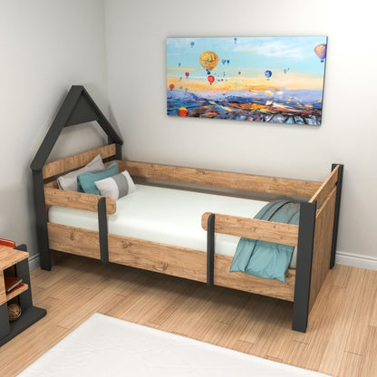 Μονό Κρεβάτι 100x200 cm σε Χρώμα Atlantic Pine & Ανθρακί με Σύγχρονο Σχεδιασμό | 550ARN2526