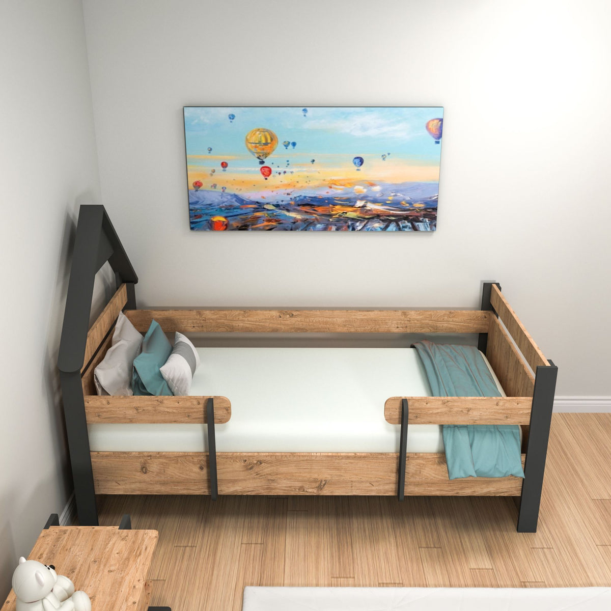 Μονό Κρεβάτι 100x200 cm σε Χρώμα Atlantic Pine & Ανθρακί με Σύγχρονο Σχεδιασμό | 550ARN2526