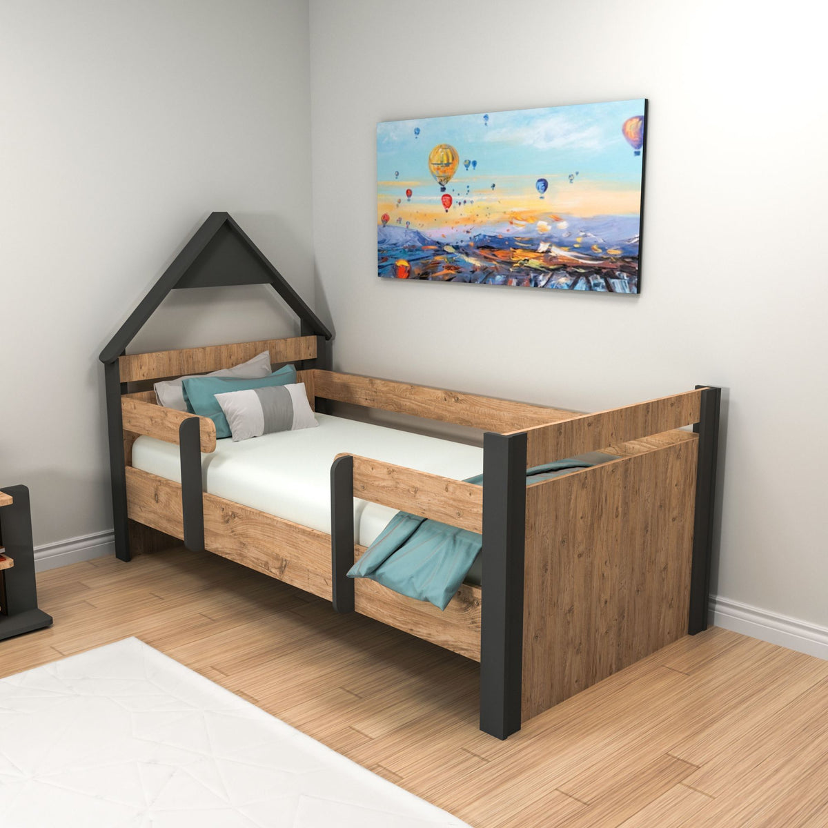 Μονό Κρεβάτι 100x200 cm σε Χρώμα Atlantic Pine & Ανθρακί με Σύγχρονο Σχεδιασμό | 550ARN2526