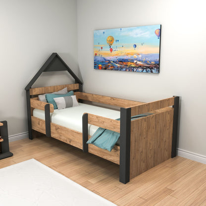 Μονό Κρεβάτι 100x200 cm σε Χρώμα Atlantic Pine & Ανθρακί με Σύγχρονο Σχεδιασμό | 550ARN2526