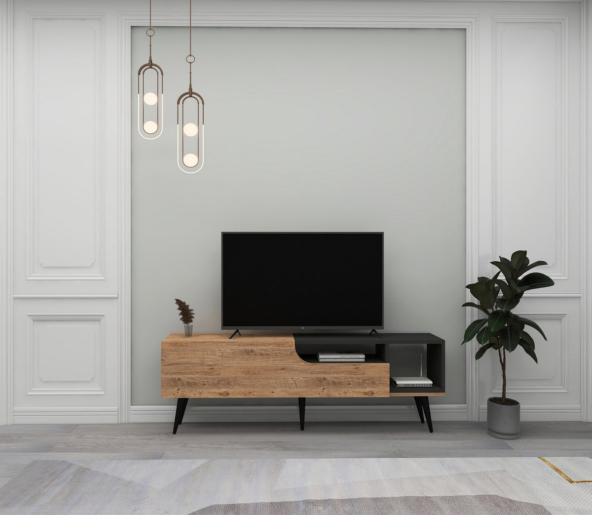 Έπιπλο Τηλεόρασης TV Βάση Σύνθεση Atlantic Pine Ανθρακί | 550ARN2962