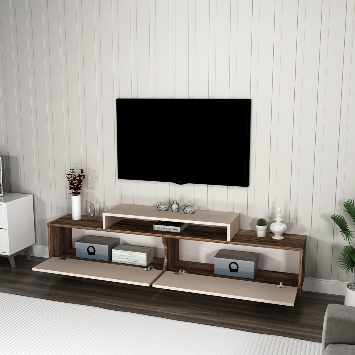 Έπιπλο Τηλεόρασης TV Βάση Σύνθεση Light Καρυδί Beige | 550ARN3466