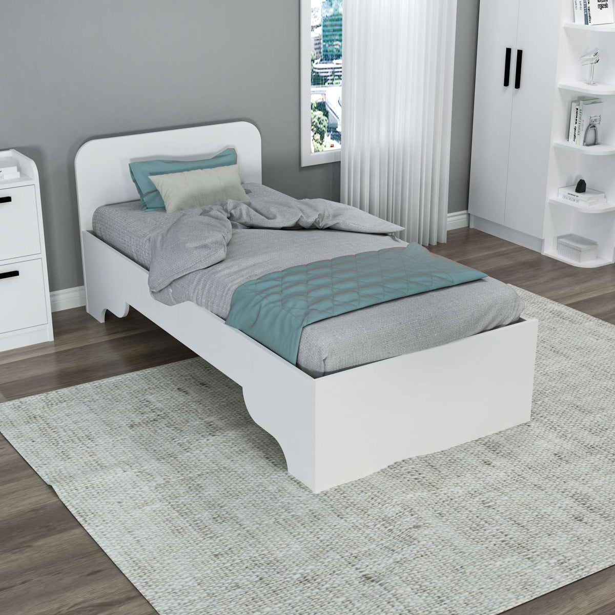 Μονό Κρεβάτι 90x190 cm σε Λευκό Χρώμα με Μίνιμαλ και Σύγχρονο Σχεδιασμό | 550ARN3519