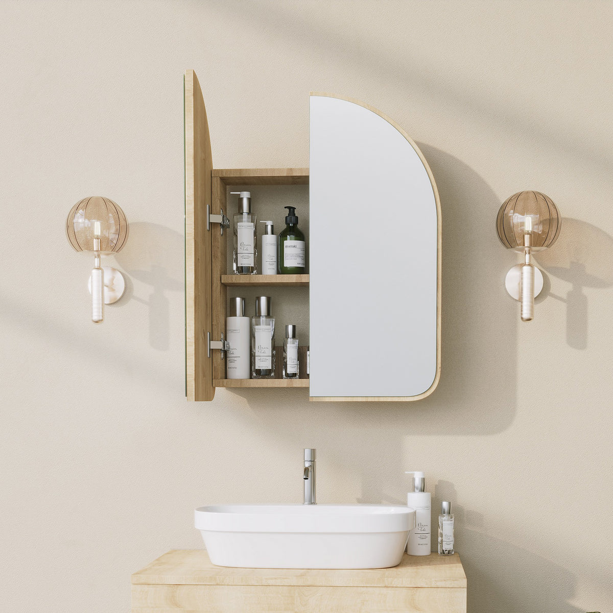 Ντουλάπι Καθρέφτης Μπάνιου 12x45x50 εκ. Μπεζ | 552NOS1230