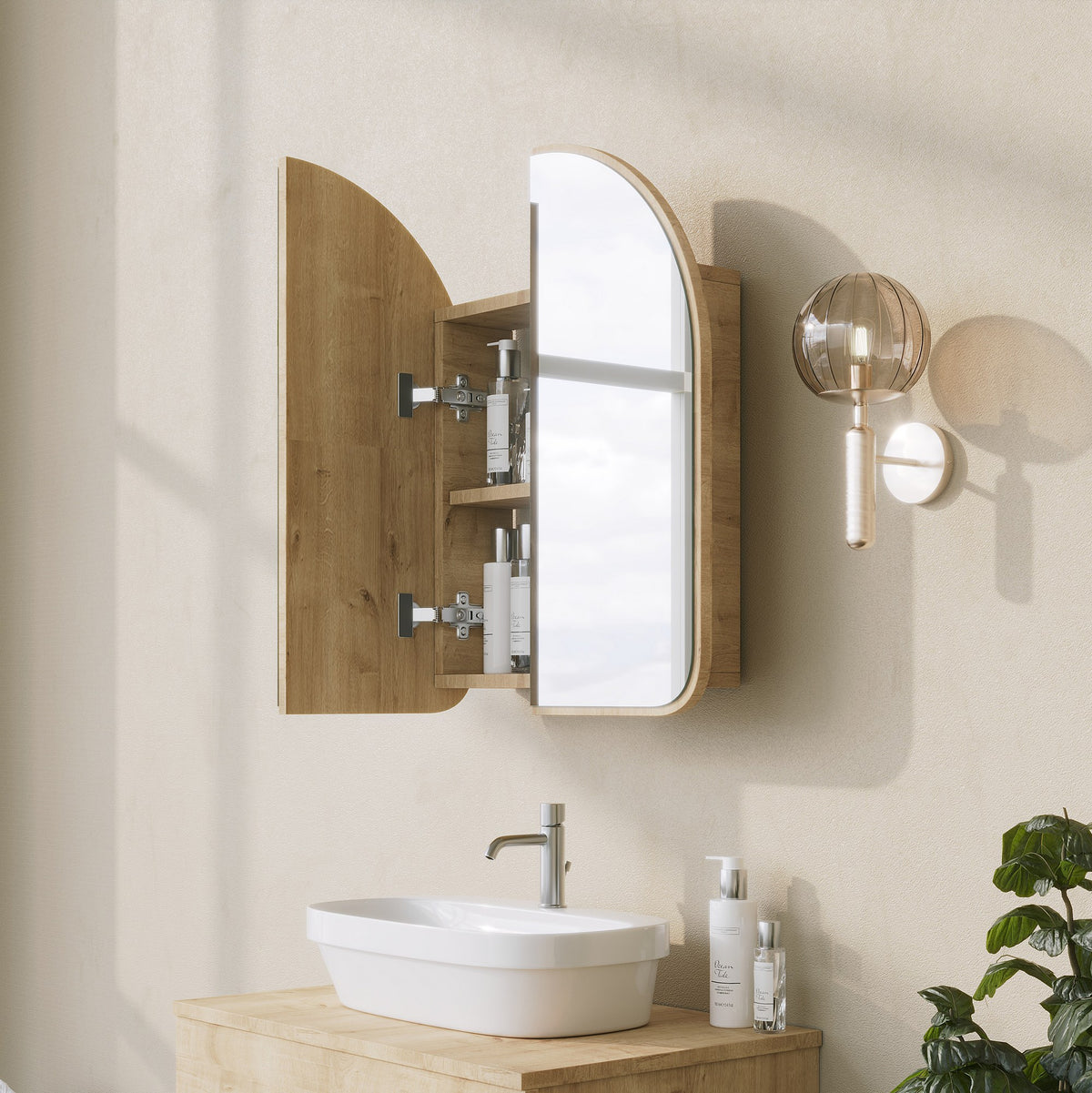 Ντουλάπι Καθρέφτης Μπάνιου 12x45x50 εκ. Μπεζ | 552NOS1230