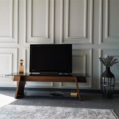 Έπιπλο Τηλεόρασης TV Βάση Σύνθεση Καρυδί Μαύρο | 552NOS1501