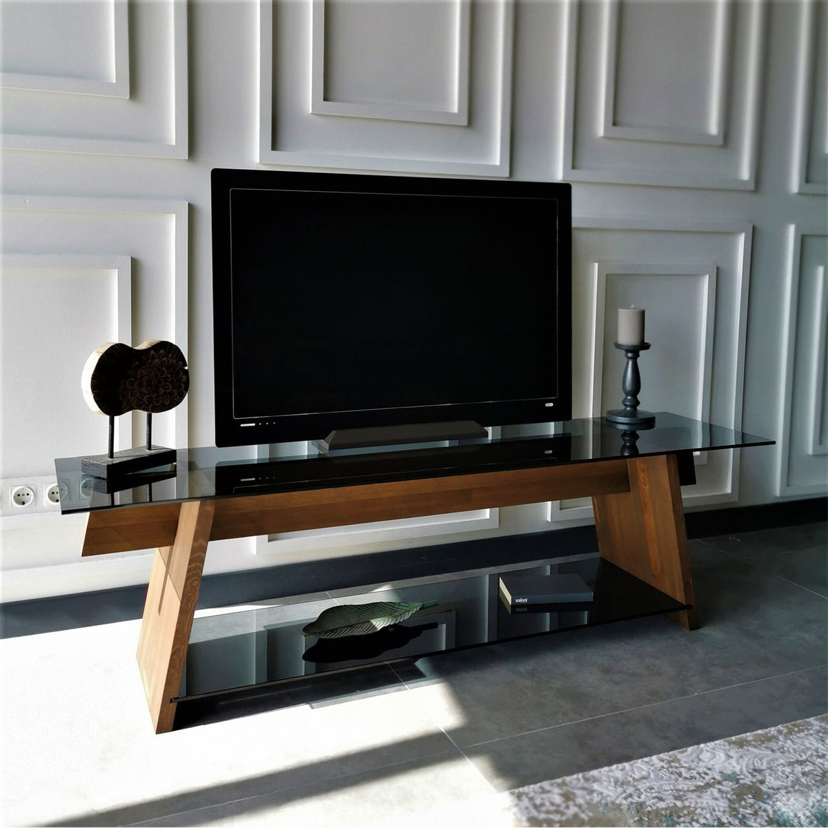 Έπιπλο Τηλεόρασης TV Βάση Σύνθεση Καρυδί Μαύρο | 552NOS1501