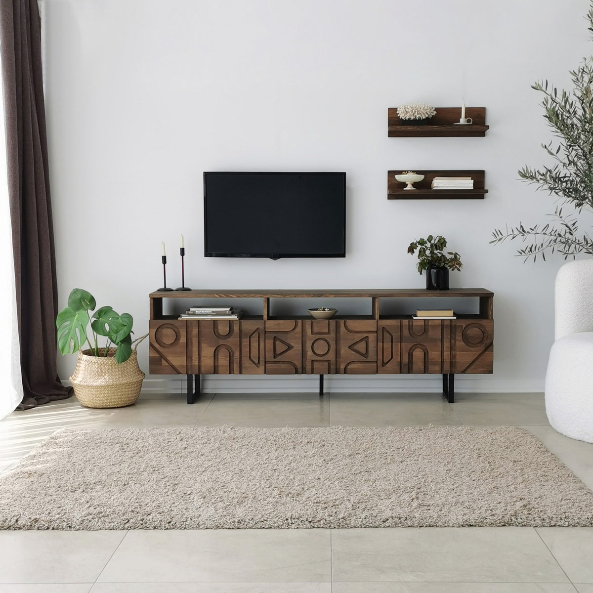 Έπιπλο Τηλεόρασης TV Βάση Σύνθεση Καρυδί | 552NOS1522