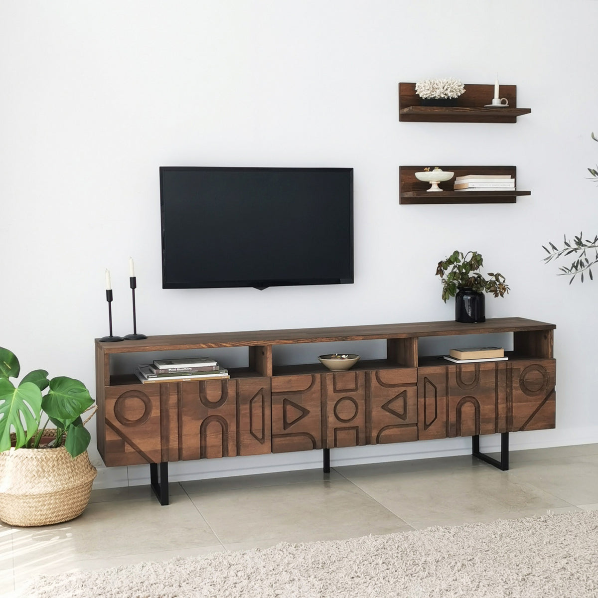 Έπιπλο Τηλεόρασης TV Βάση Σύνθεση Καρυδί | 552NOS1522