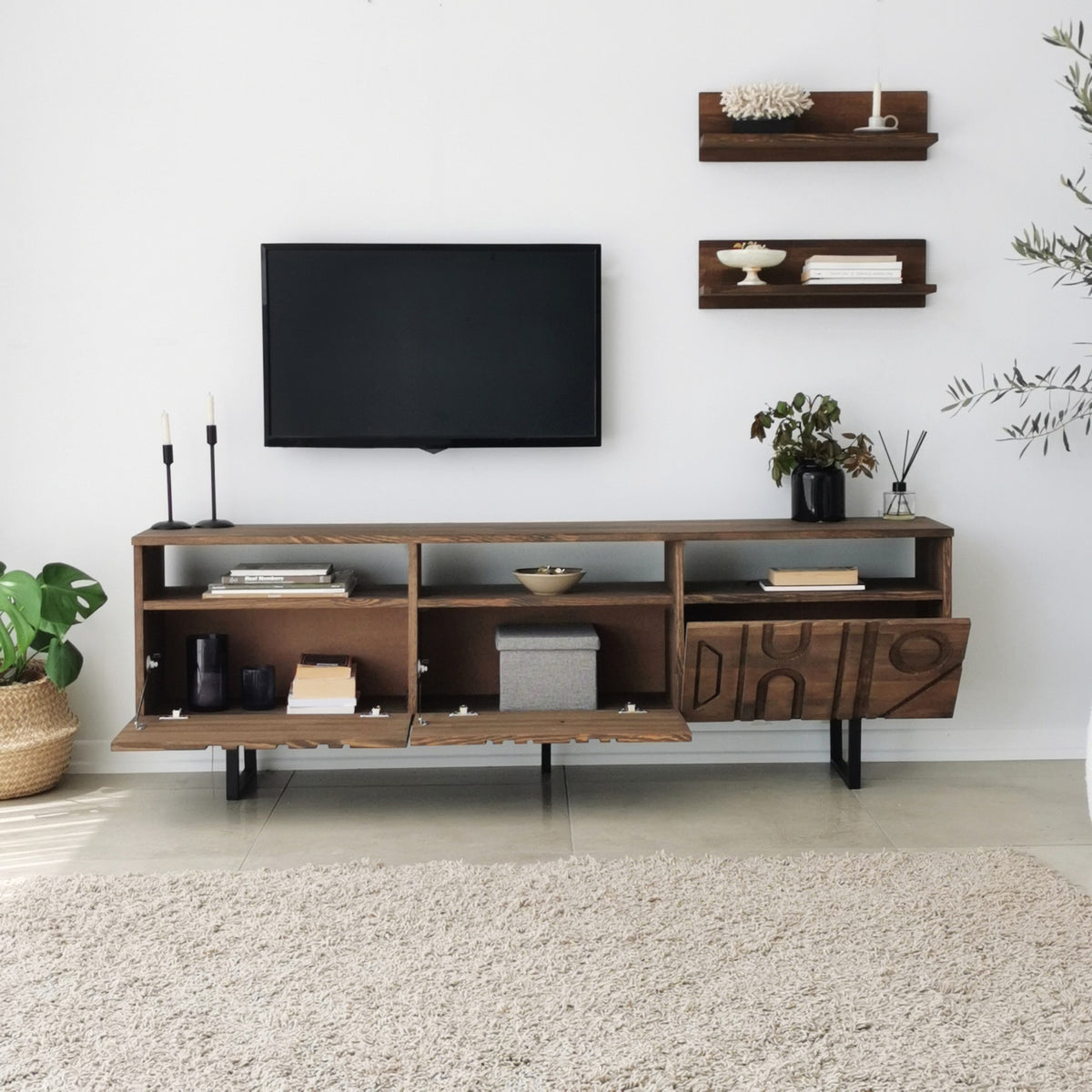 Έπιπλο Τηλεόρασης TV Βάση Σύνθεση Καρυδί | 552NOS1522