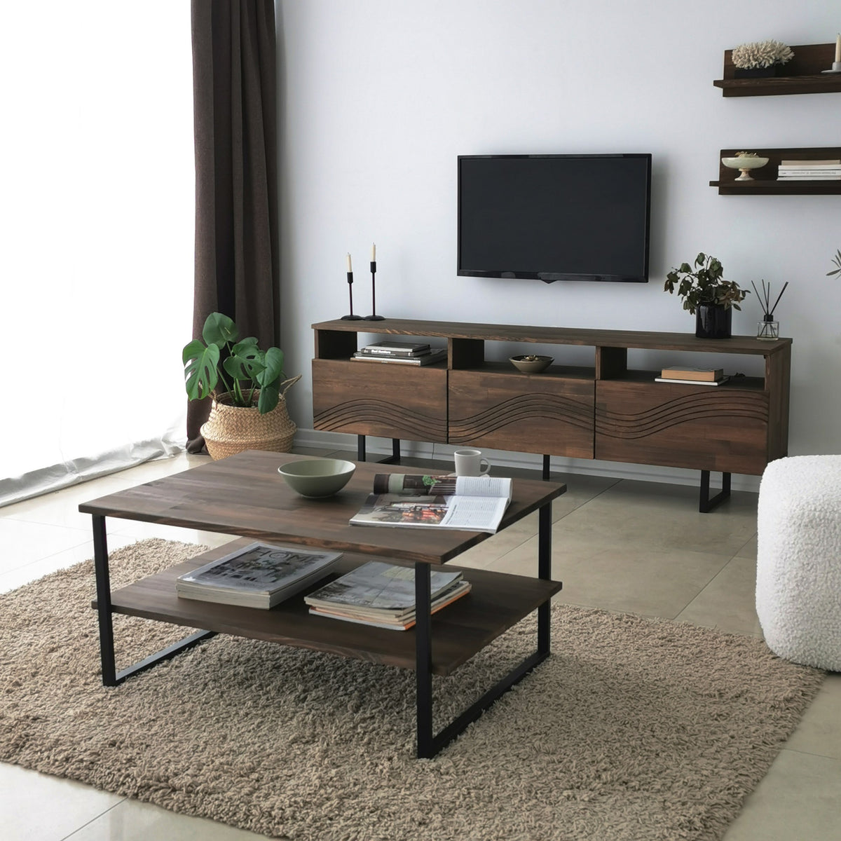 Έπιπλο Τηλεόρασης TV Βάση Σύνθεση Καρυδί | 552NOS1524