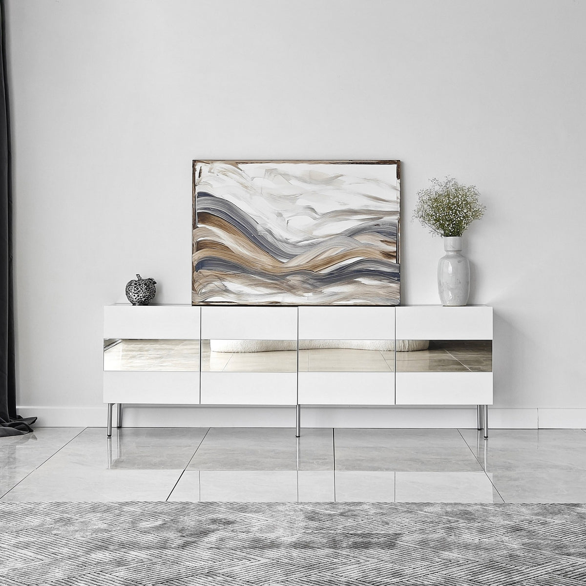 Έπιπλο Τηλεόρασης TV Βάση Σύνθεση Λευκό Silver | 552NOS1531