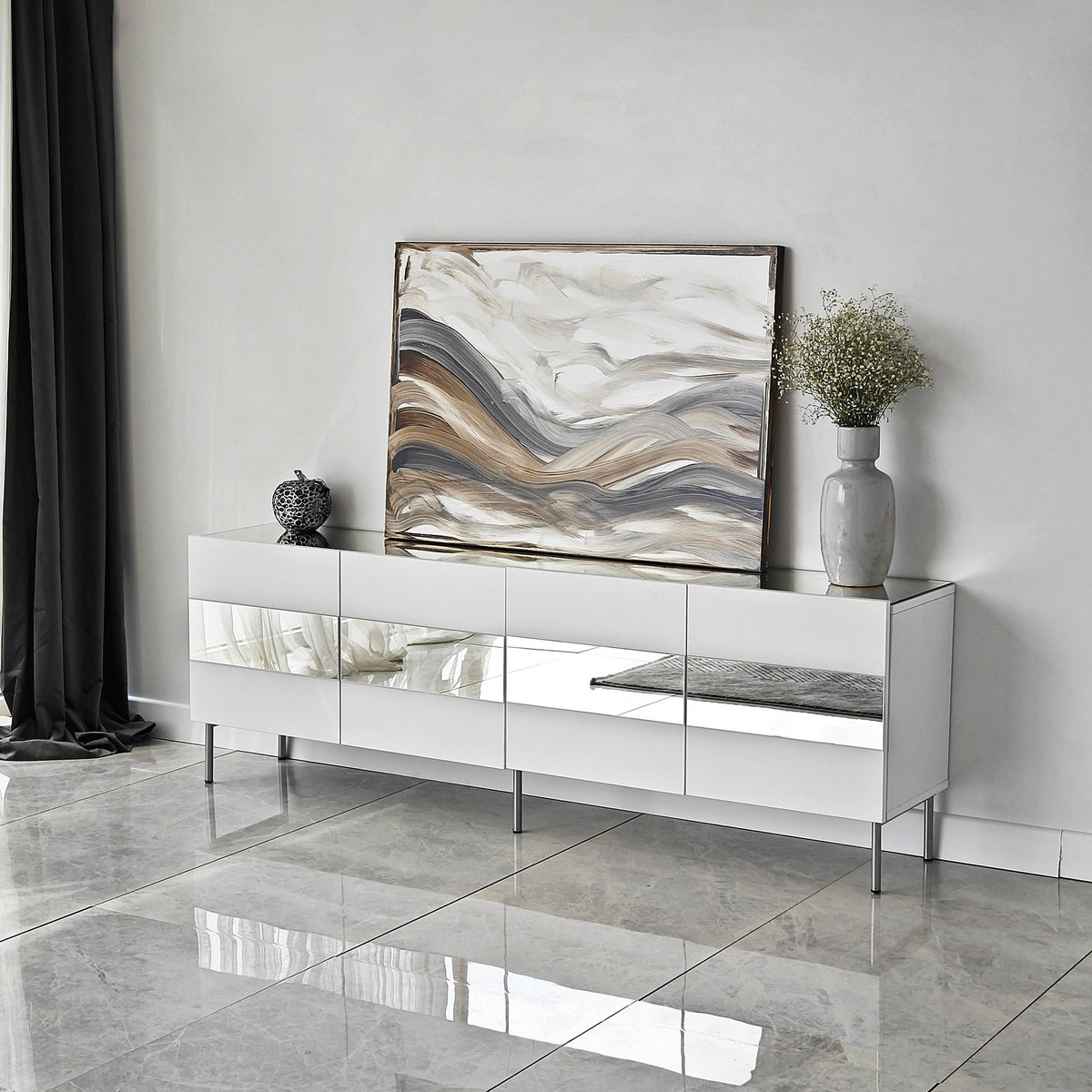Έπιπλο Τηλεόρασης TV Βάση Σύνθεση Λευκό Silver | 552NOS1531
