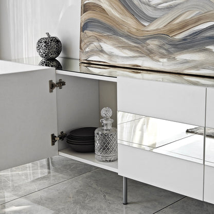 Έπιπλο Τηλεόρασης TV Βάση Σύνθεση Λευκό Silver | 552NOS1531
