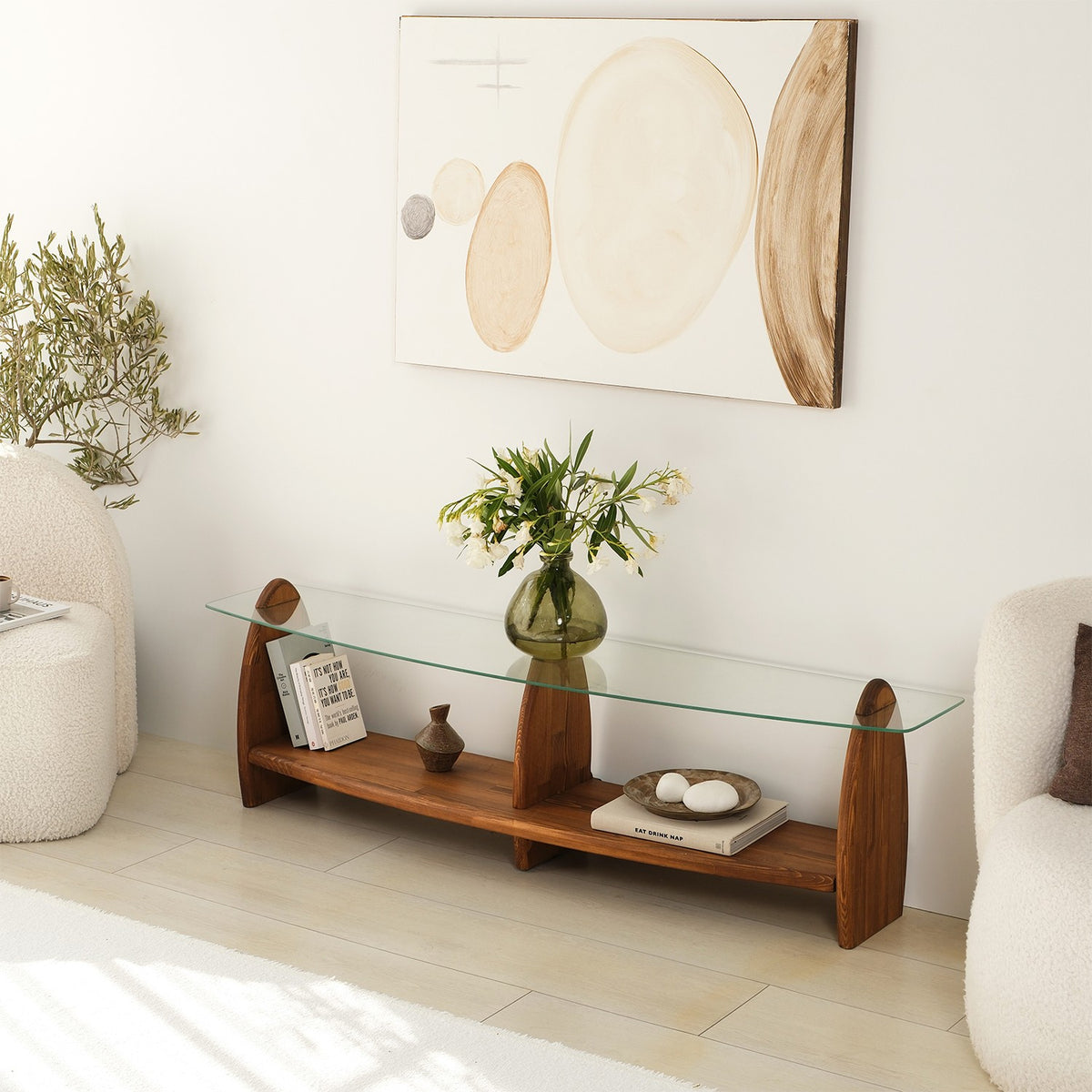 Έπιπλο Τηλεόρασης TV Βάση Σύνθεση Chesnut Transparent | 552NOS1533