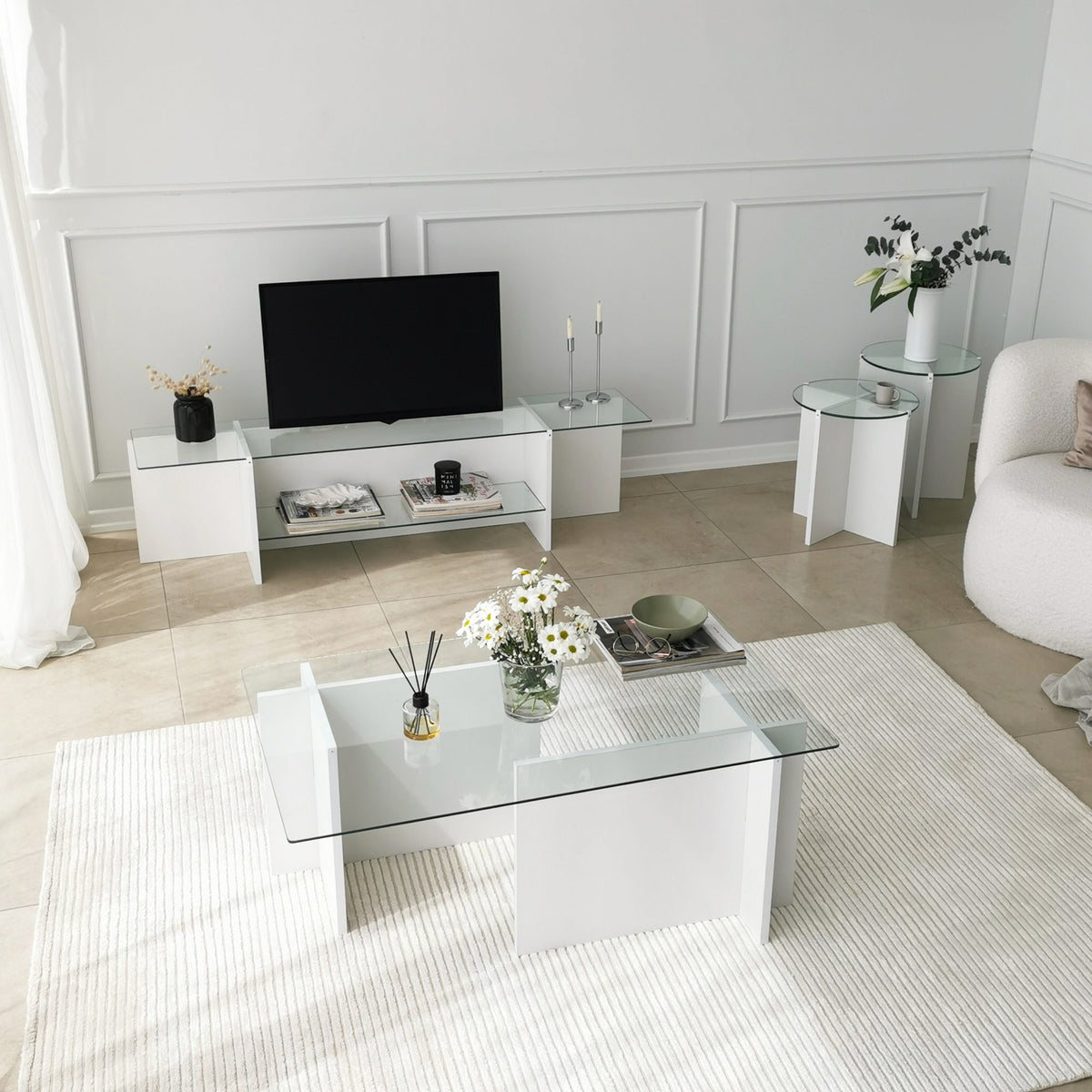 Έπιπλο Τηλεόρασης TV Βάση Σύνθεση Λευκό | 552NOS1601