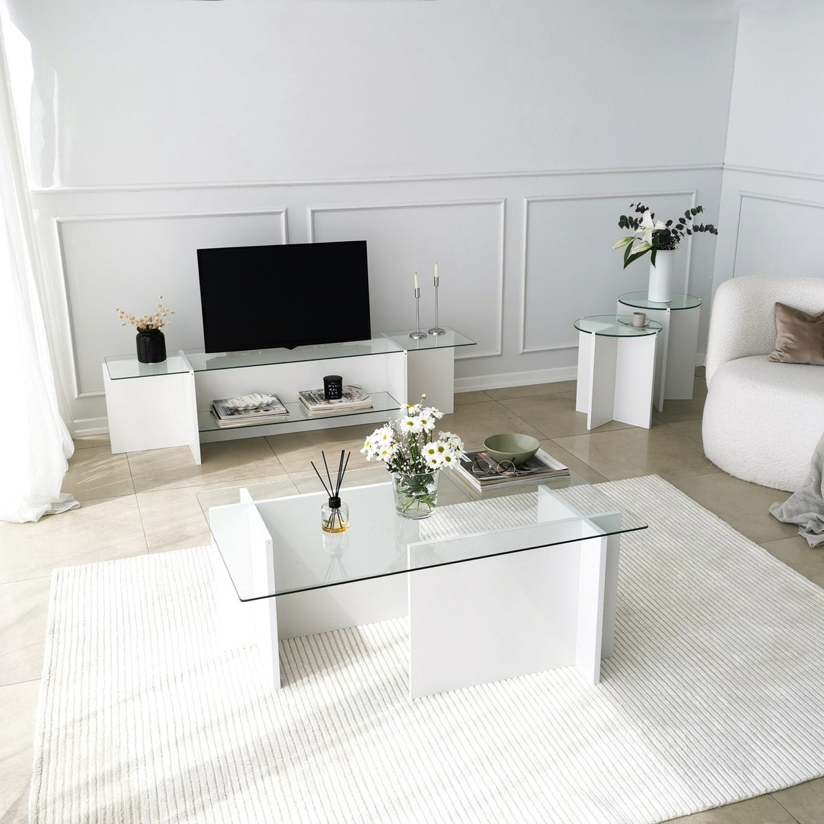 Έπιπλο Τηλεόρασης TV Βάση Σύνθεση Λευκό | 552NOS1601
