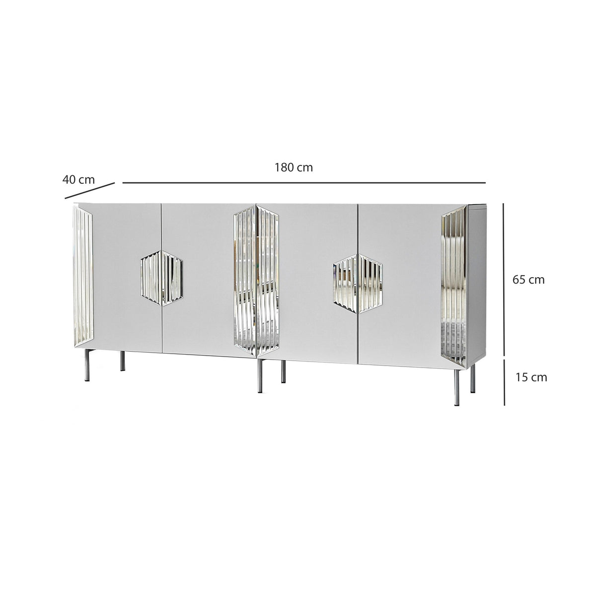 Μπουφές Λευκό
Ασημί 180x40x80cm | 552NOS1813