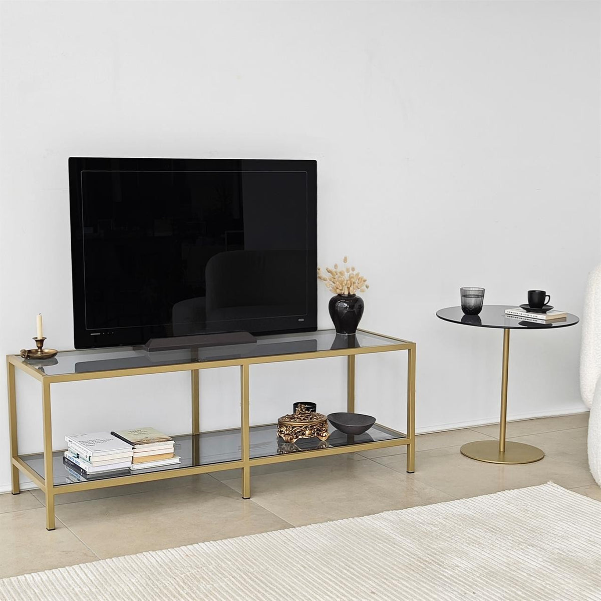 Έπιπλο Τηλεόρασης TV Βάση Σύνθεση Dark Γκρι Χρυσό | 552NOS2359
