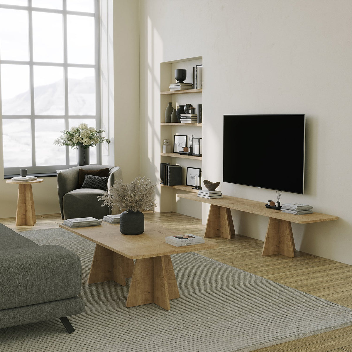 Έπιπλο Τηλεόρασης TV Βάση Σύνθεση Sapphire Δρυς | 552NOS2493