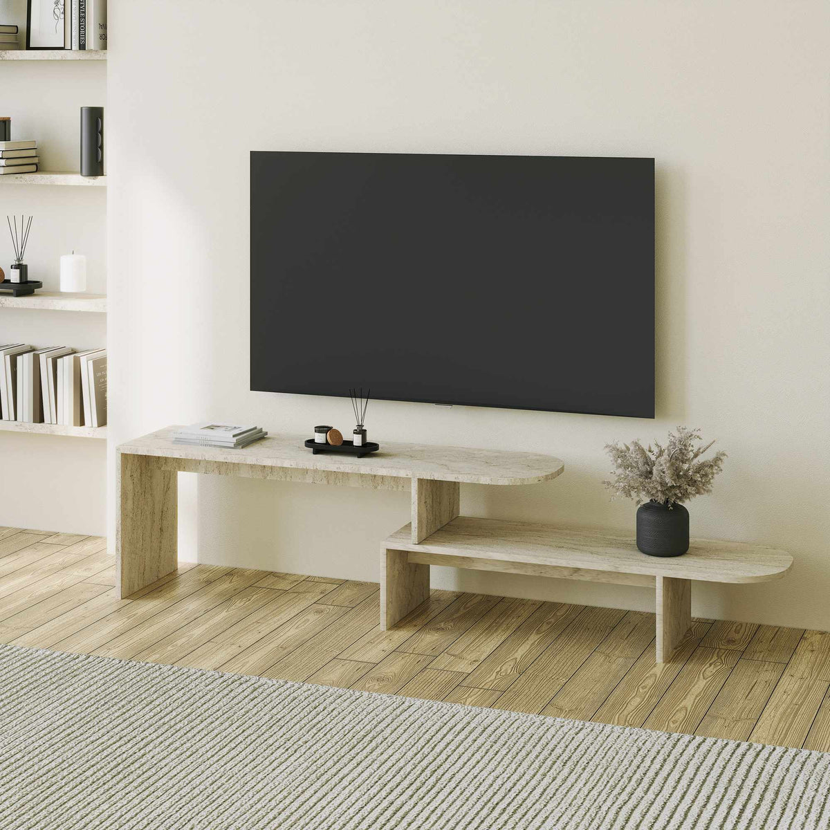 Έπιπλο Τηλεόρασης TV Βάση Σύνθεση Travertine | 552NOS2591