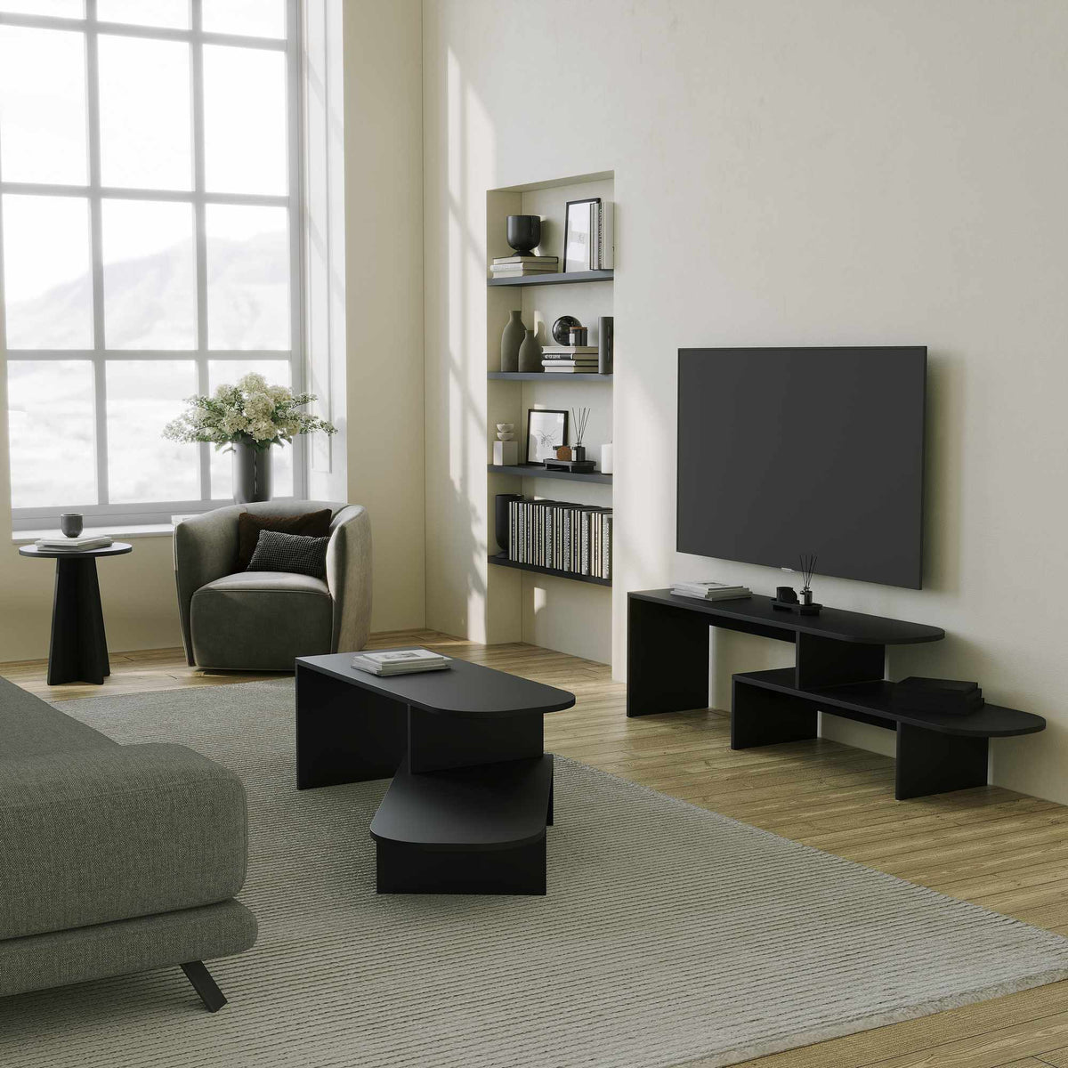 Έπιπλο Τηλεόρασης TV Βάση Σύνθεση Μαύρο | 552NOS2593