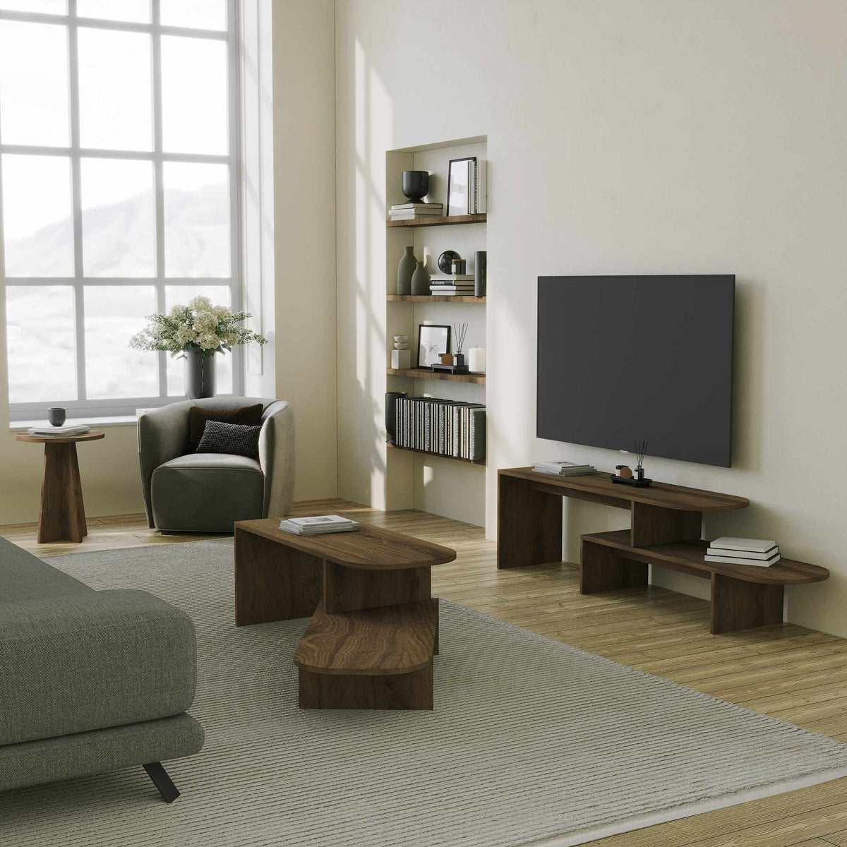 Έπιπλο Τηλεόρασης TV Βάση Σύνθεση Καρυδί | 552NOS2595