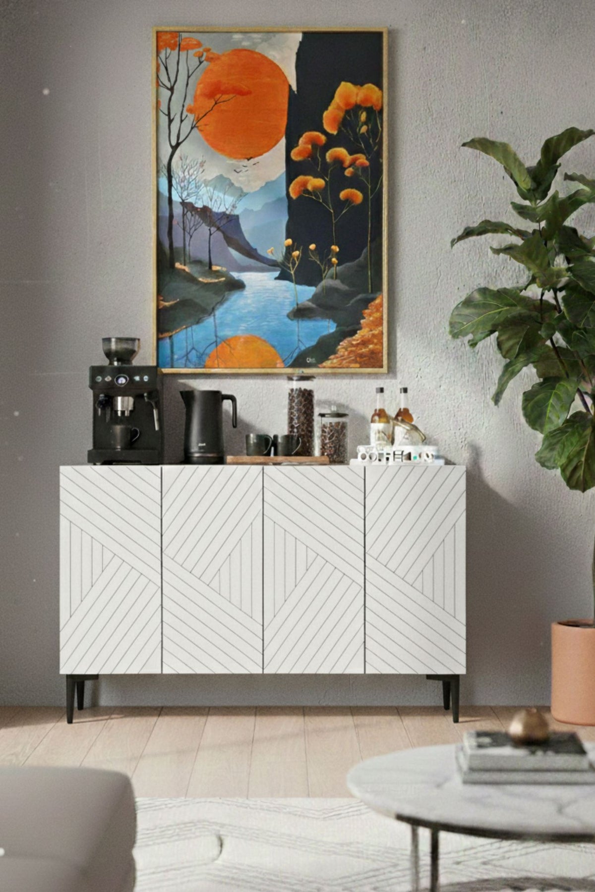 Μπουφές Λευκό 120x32x75cm | 555CHM1361