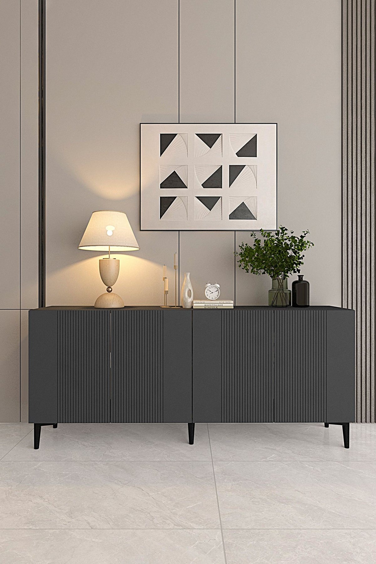 Μπουφές Ανθρακί 150x32x75cm | 555CHM1363
