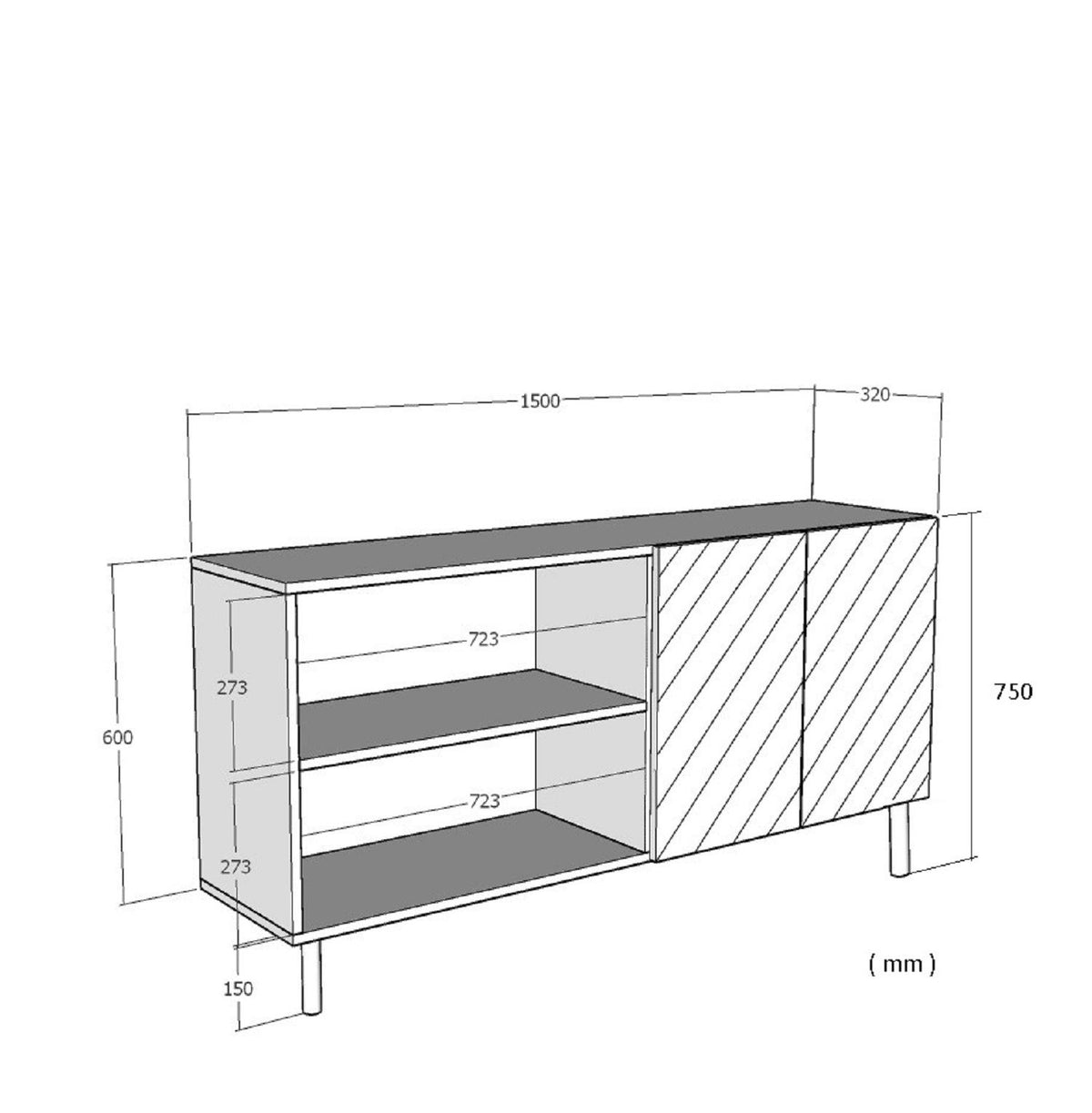 Μπουφές Λευκό 150x32x75cm | 555CHM1364
