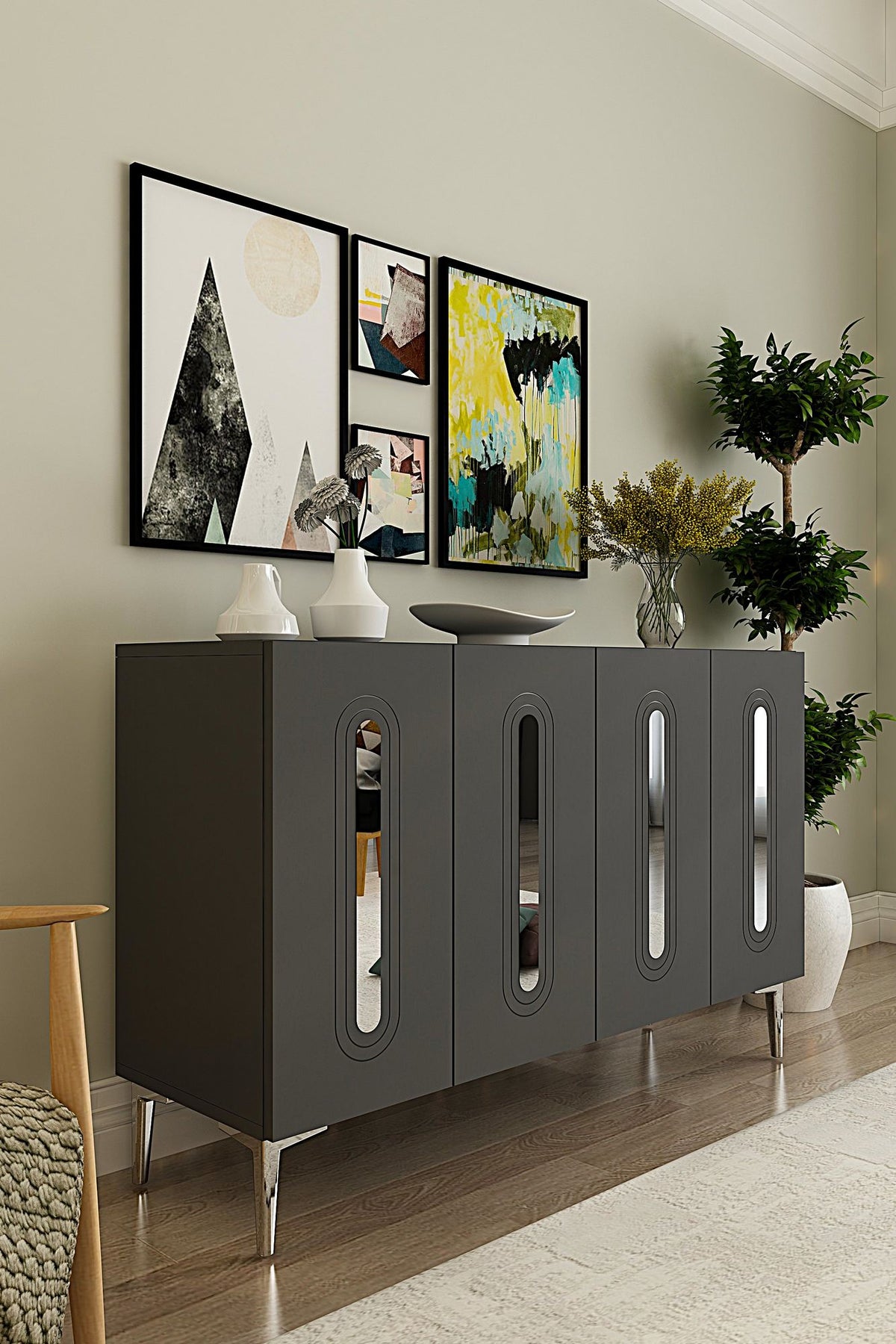 Μπουφές Ανθρακί
Ασημί 120x32x75cm | 555CHM1372