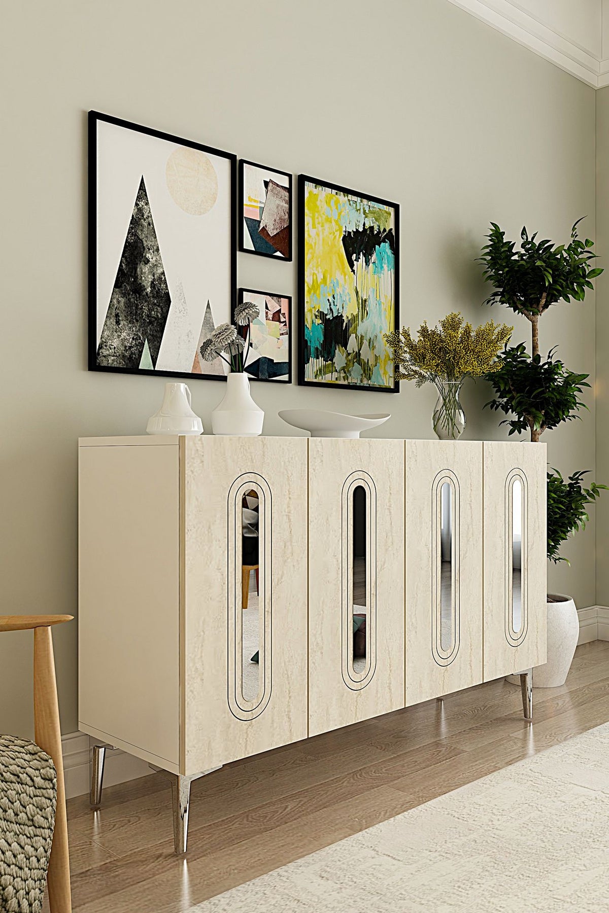 Μπουφές Λευκό
Τραβερτίνη
Ασημί 120x32x75cm | 555CHM1374