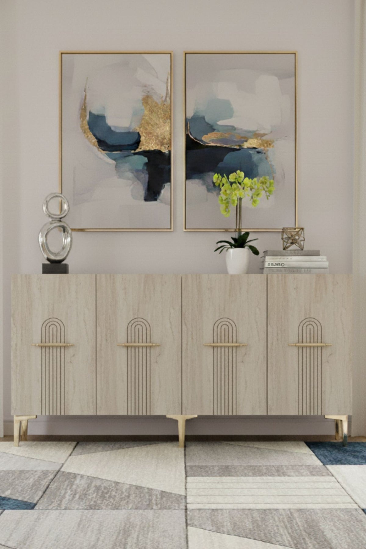 Μπουφές Λευκό
Τραβερτίνη
Χρυσό 150x32x75cm | 555CHM1389