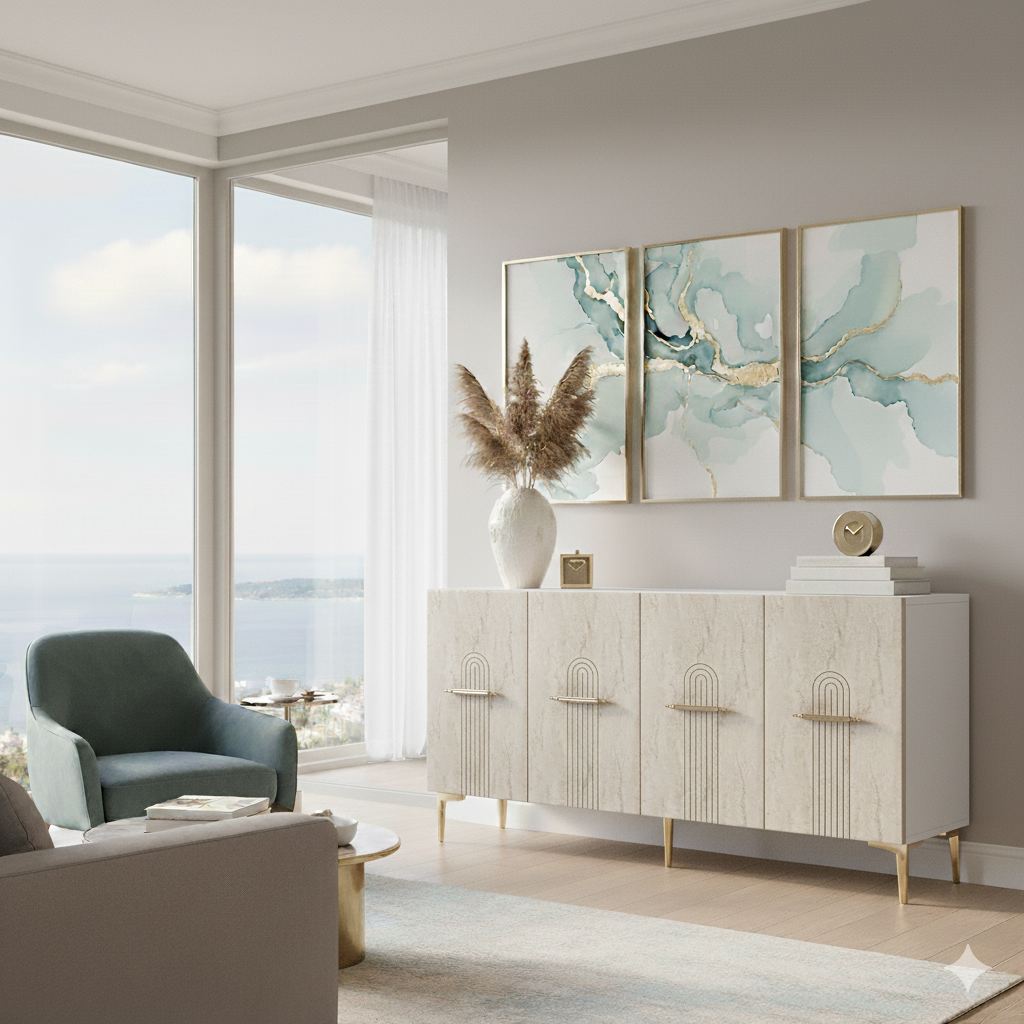 Μπουφές Λευκό
Τραβερτίνη
Χρυσό 150x32x75cm | 555CHM1389