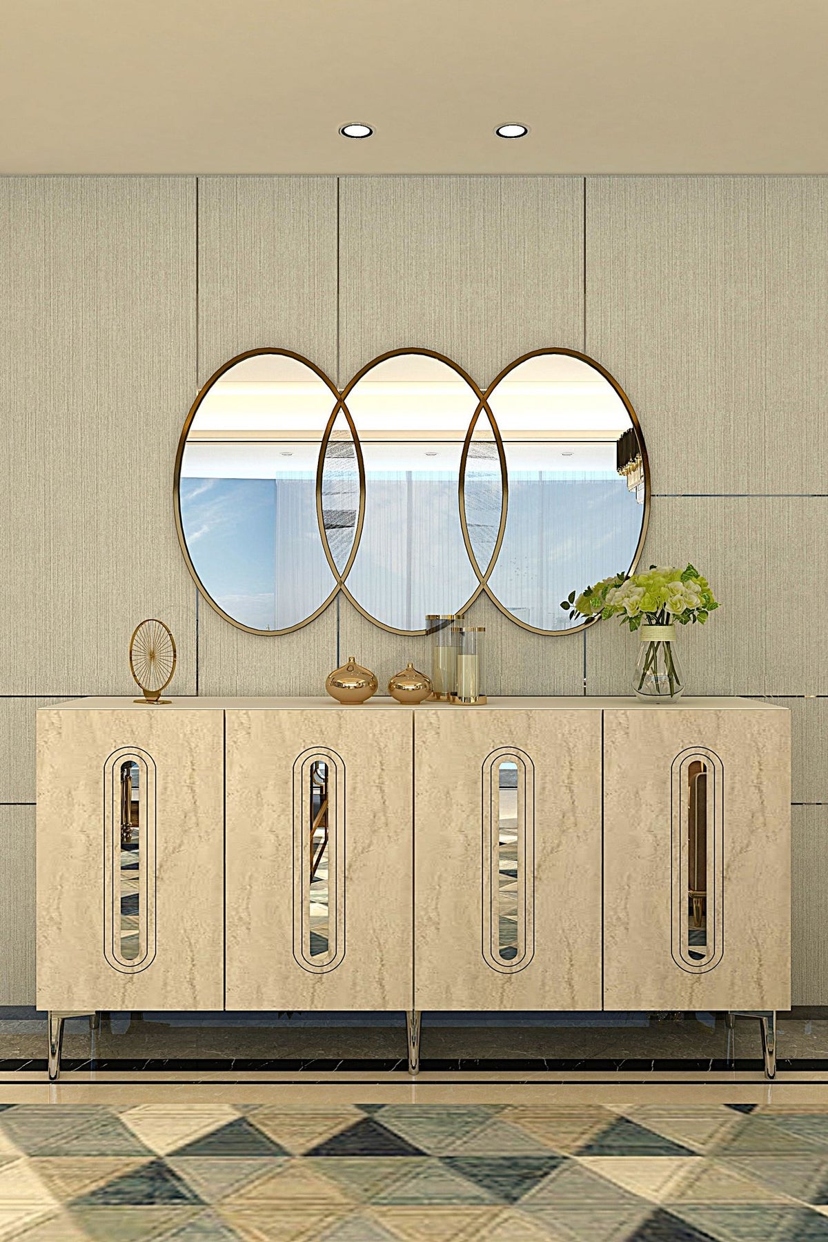 Μπουφές Λευκό
Τραβερτίνη
Ασημί 150x32x75cm | 555CHM1395
