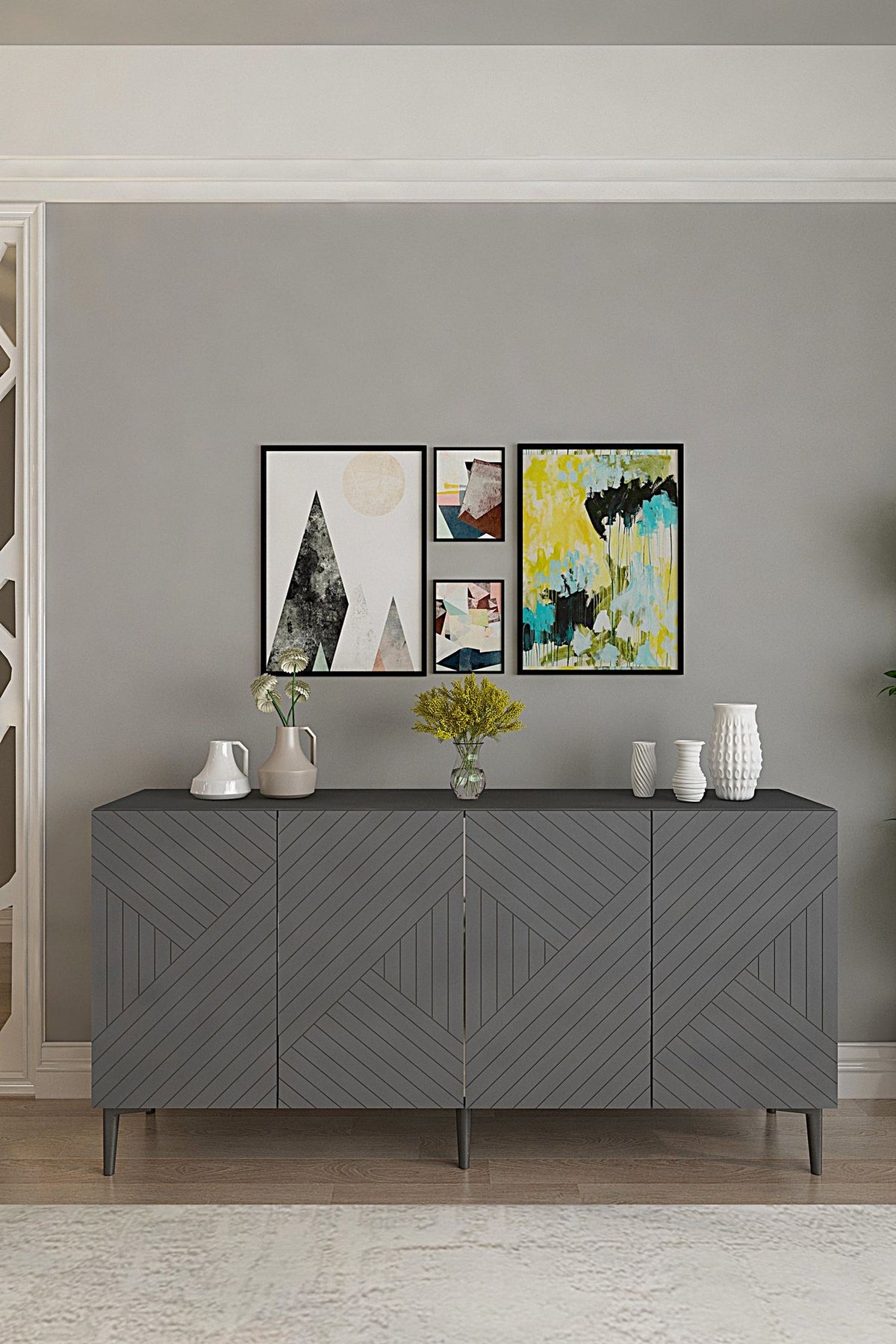 Μπουφές Ανθρακί 150x32x75cm | 555CHM1399