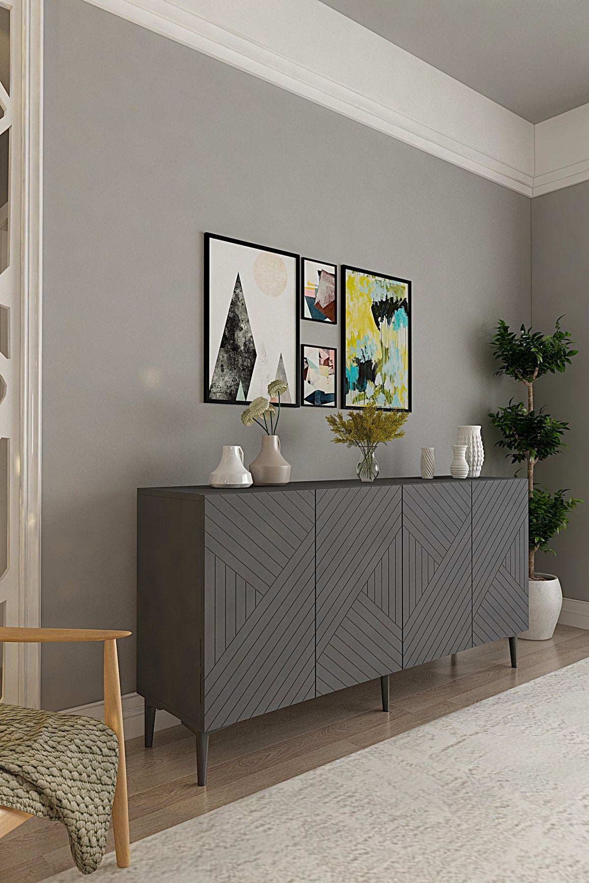 Μπουφές Ανθρακί 150x32x75cm | 555CHM1399