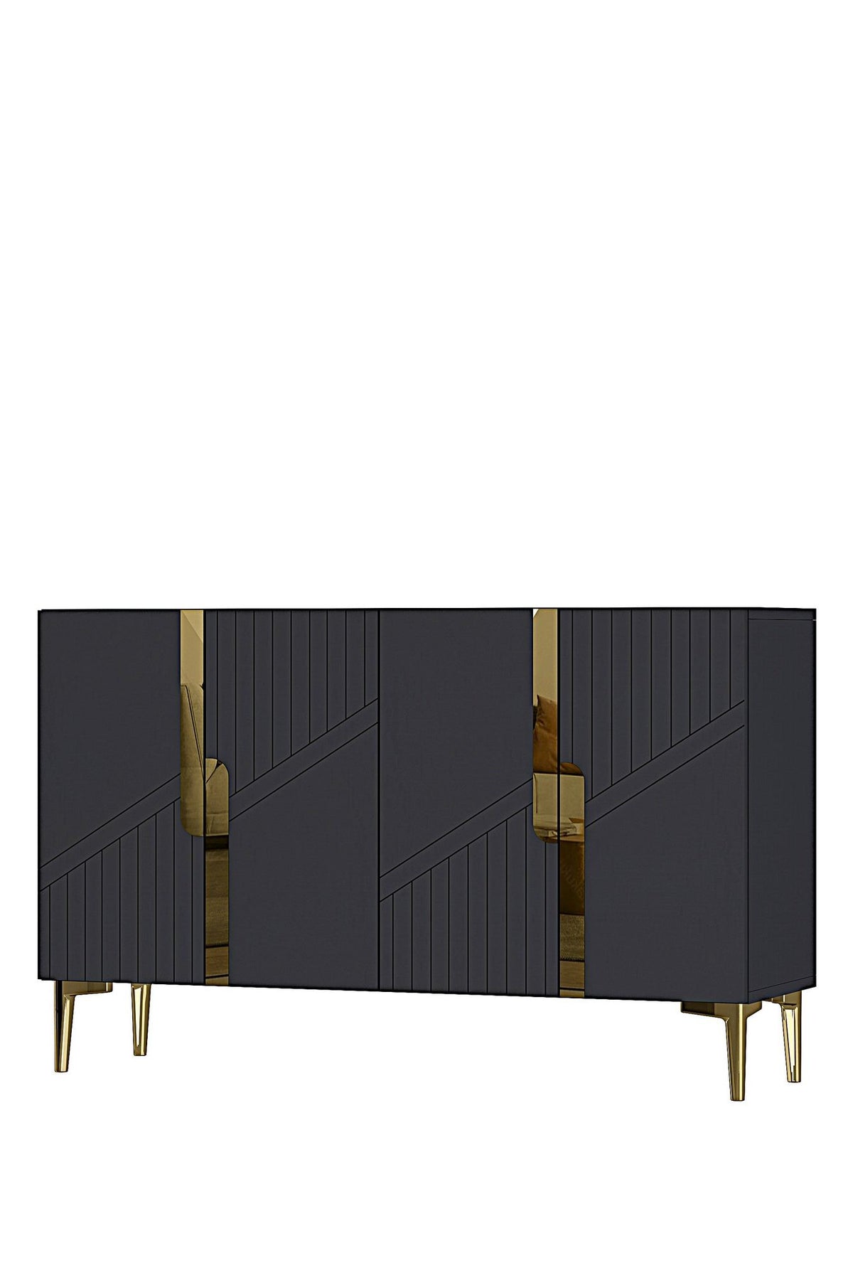 Κονσόλα Μπουφές 120x75x32 εκ Ανθρακί / Χρυσό 555CHM1504