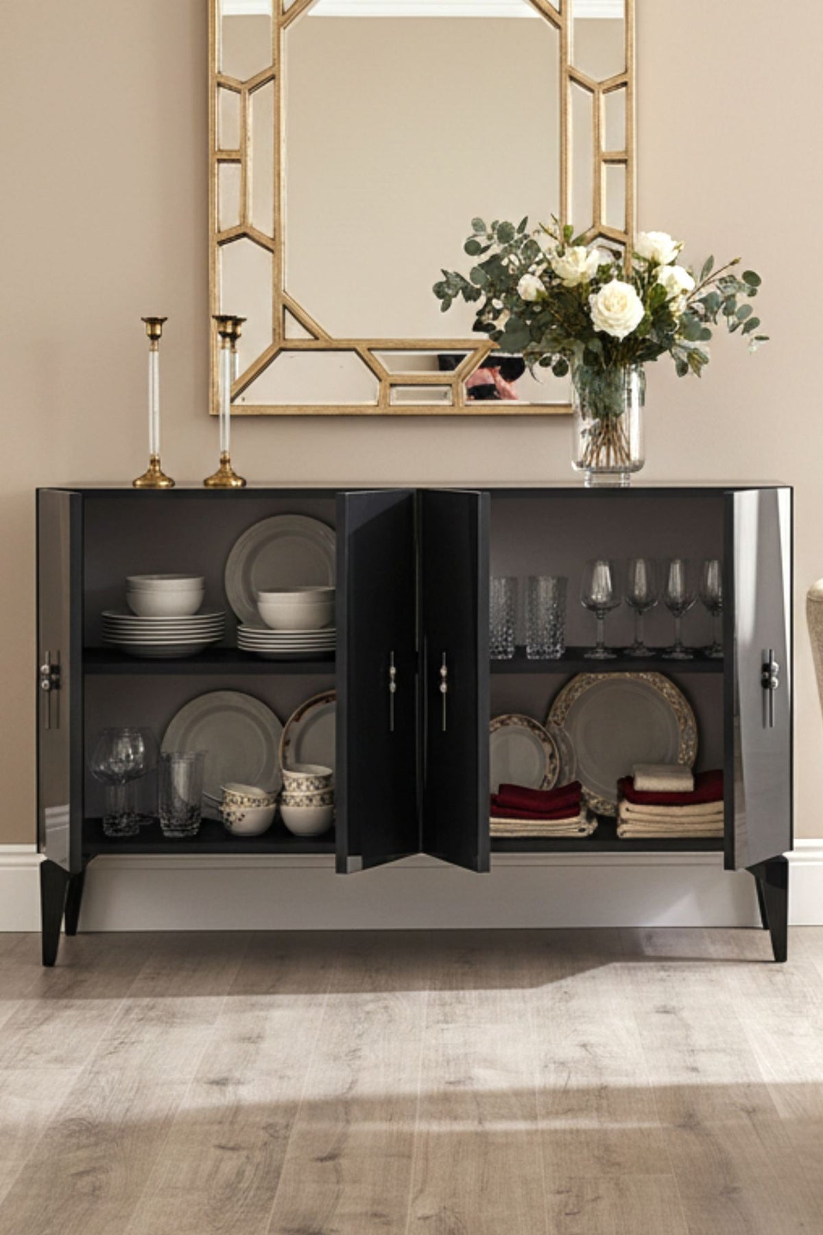 Κονσόλα Μπουφές 120x75x32 εκ Ανθρακί / Ασημί 555CHM1525