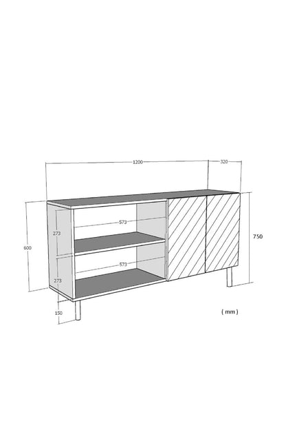 Κονσόλα Μπουφές 120x75x32 εκ Δρυς Sapphire / Λευκό / Ασημί 555CHM1535
