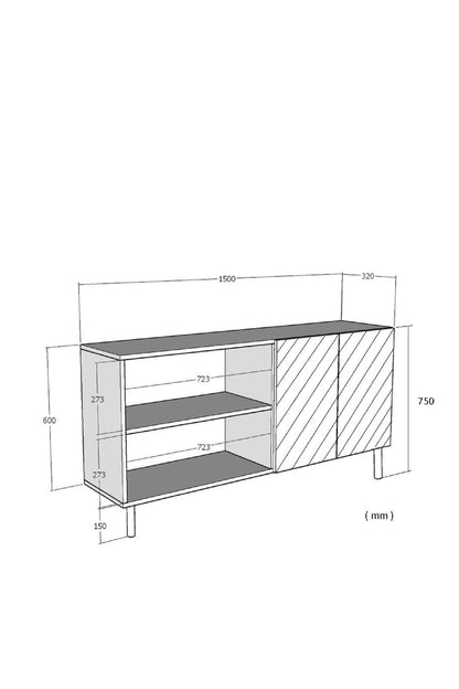 Κονσόλα Μπουφές 125x75x32 εκ Ανθρακί / Χρυσό 555CHM1559