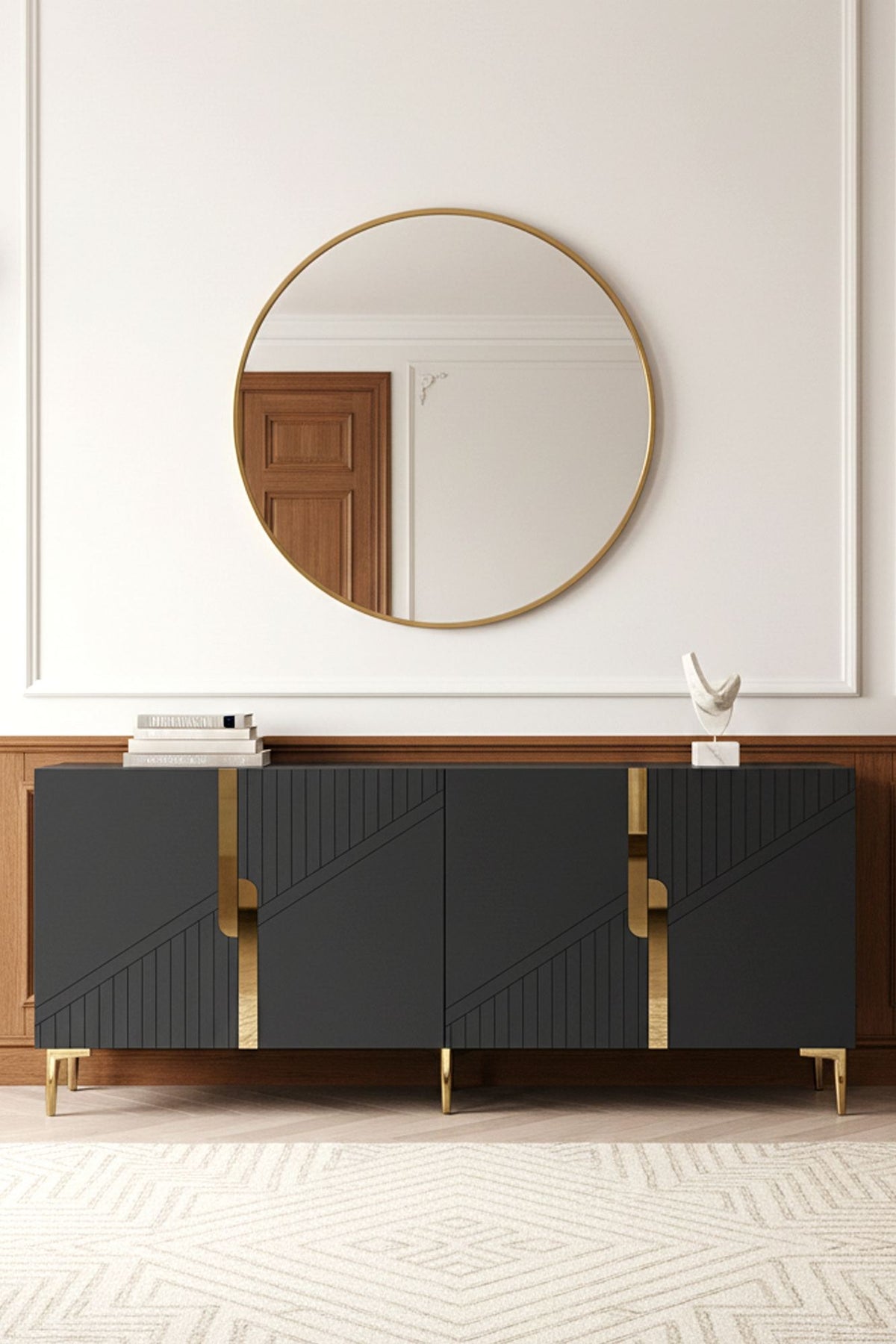 Κονσόλα Μπουφές 125x75x32 εκ Ανθρακί / Χρυσό 555CHM1571