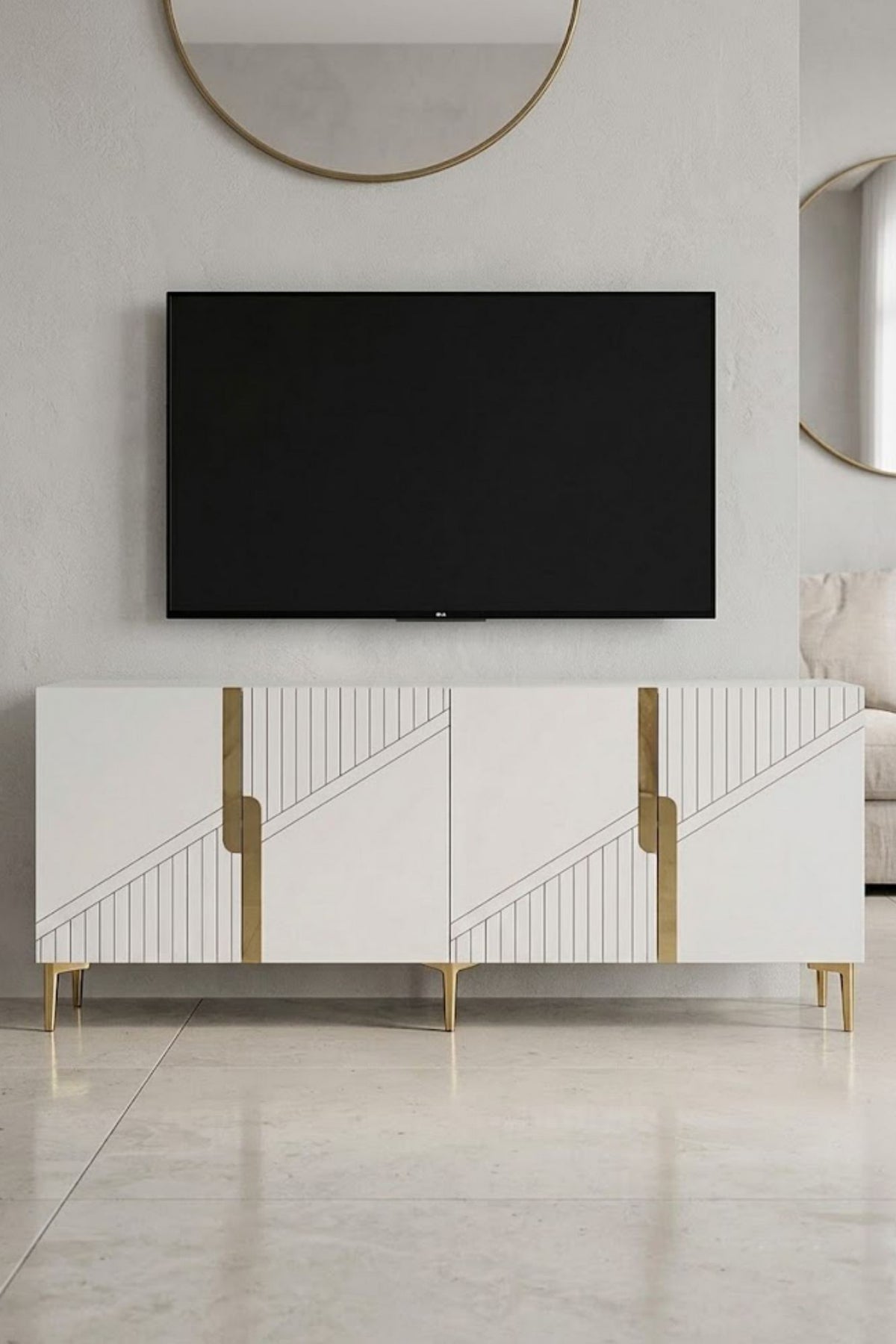 Κονσόλα Μπουφές 125x75x32 εκ Λευκό / Χρυσό 555CHM1575