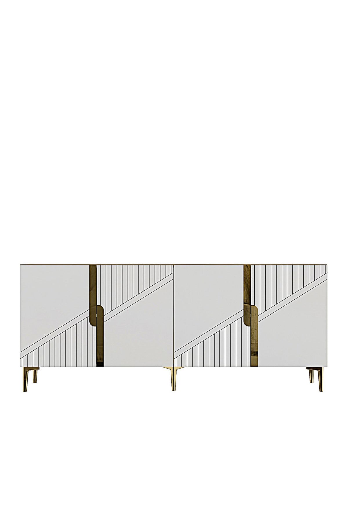 Κονσόλα Μπουφές 125x75x32 εκ Δρυς Sapphire / Λευκό / Χρυσό 555CHM1579