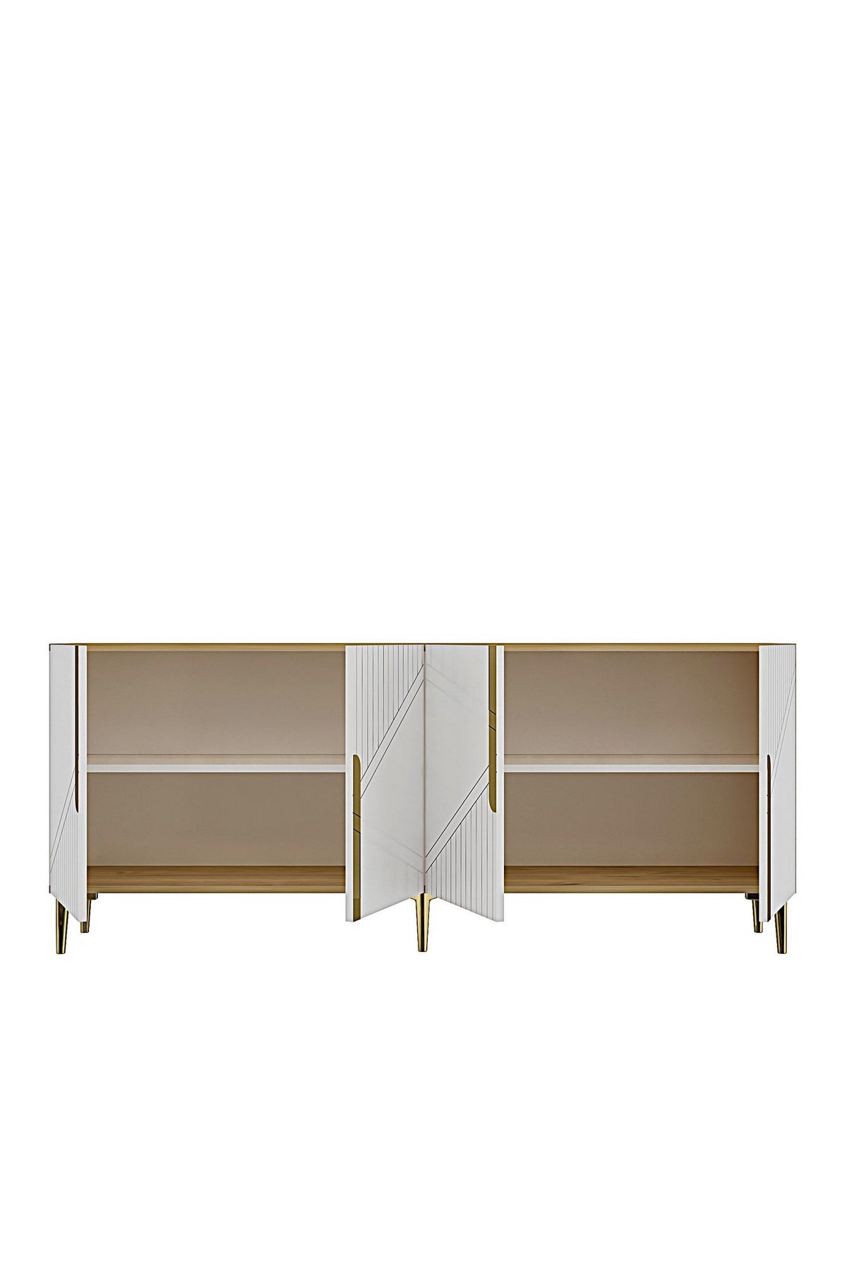 Κονσόλα Μπουφές 125x75x32 εκ Δρυς Sapphire / Λευκό / Χρυσό 555CHM1579