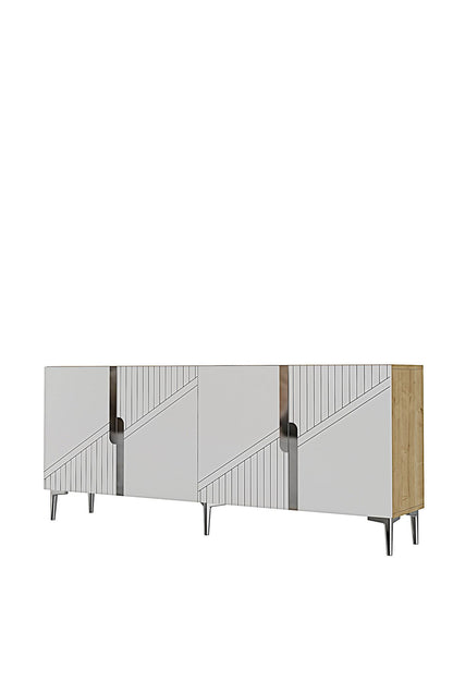 Κονσόλα Μπουφές 125x75x32 εκ Δρυς Sapphire / Λευκό / Ασημί 555CHM1580