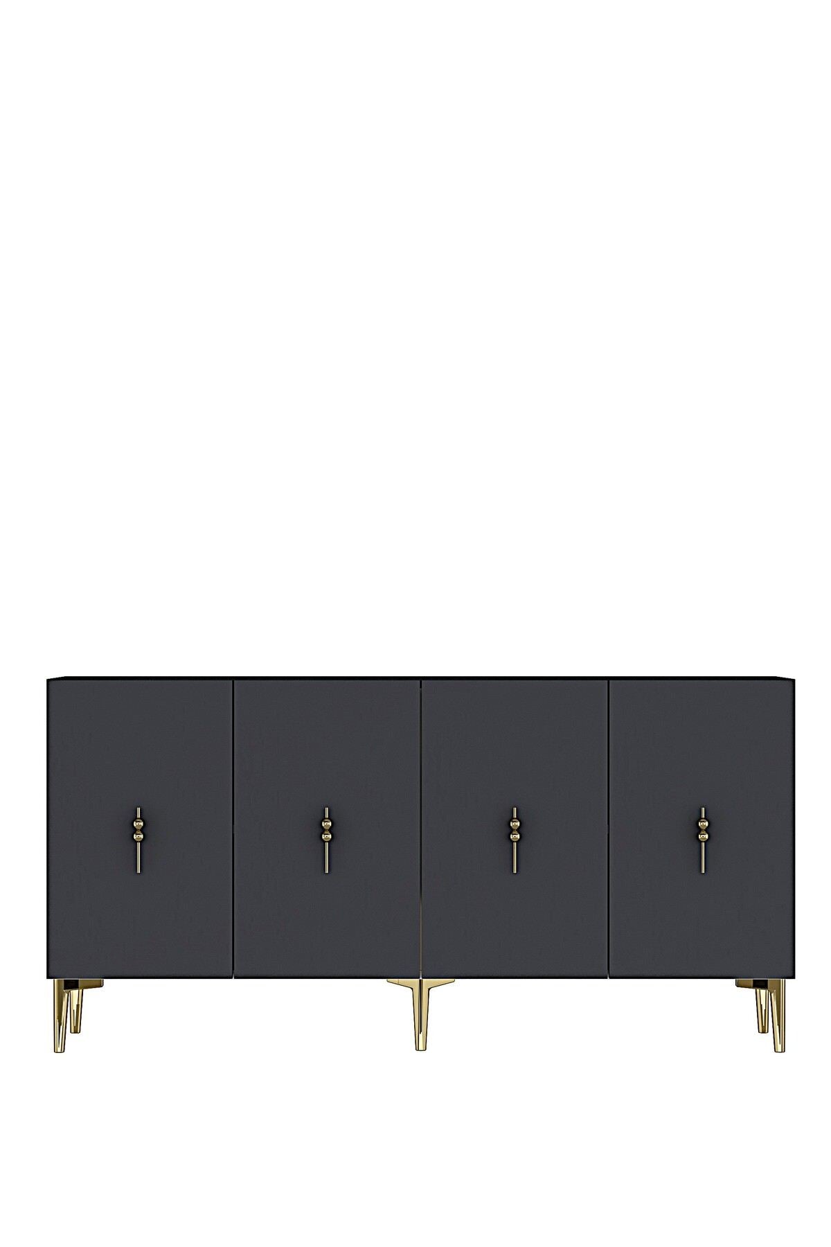 Κονσόλα Μπουφές 150x75x32 εκ Ανθρακί / Χρυσό 555CHM1587
